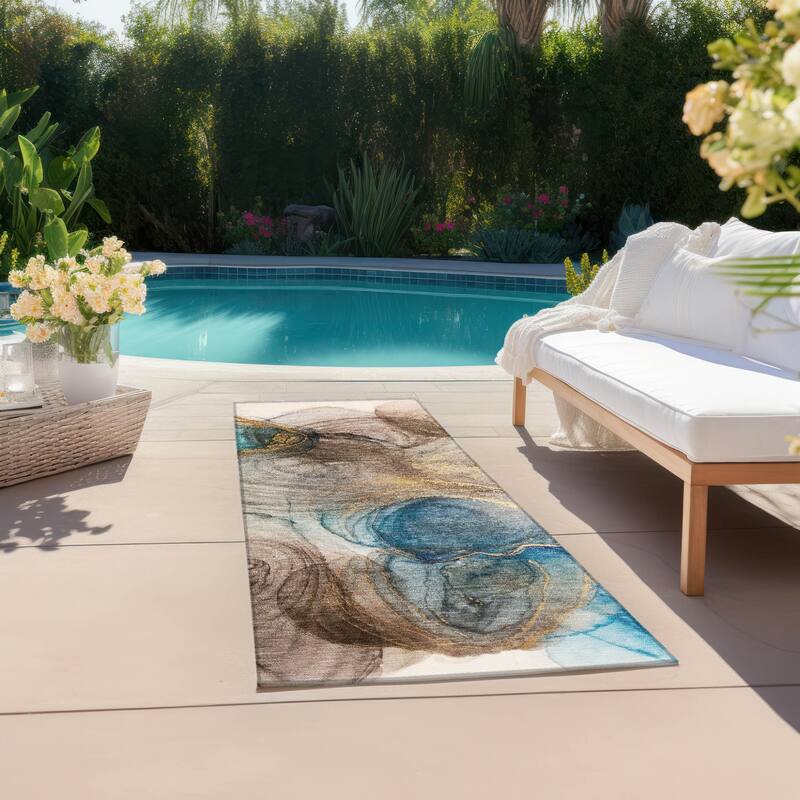 Elfi Artistic Abstract Weather Resistant Versatile Elegance Outdoor Rug