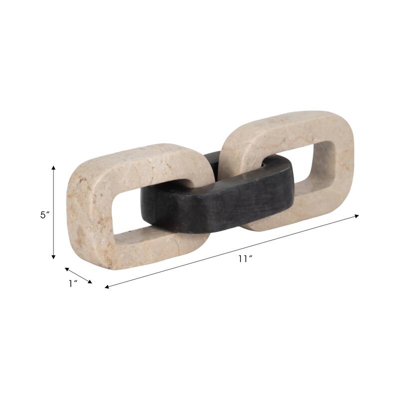 Sagebrook Home 11" 3-link Onyx Marble Chain, Beige, 1"H - 11" x 5" x 1"