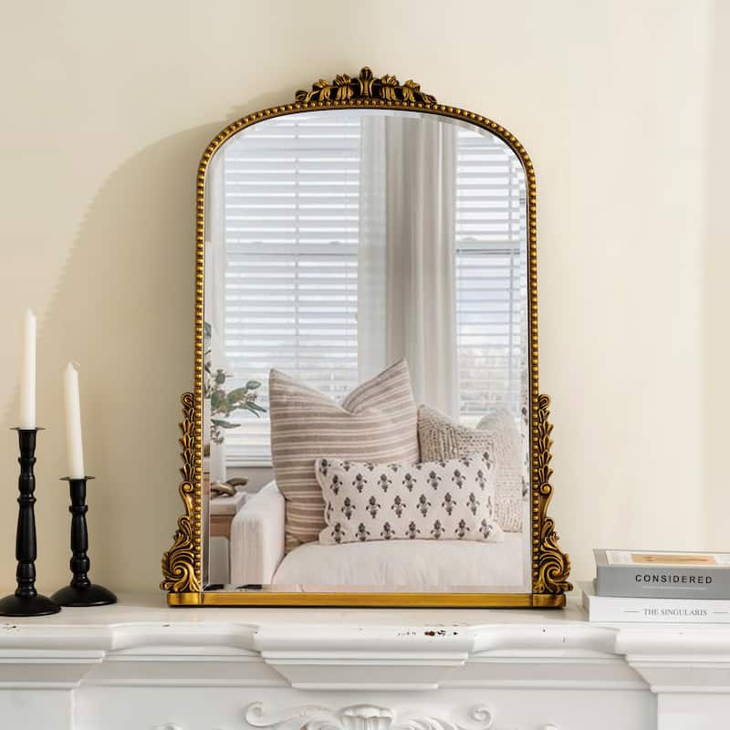 Baroque Arch Wall Mirror - Gold
