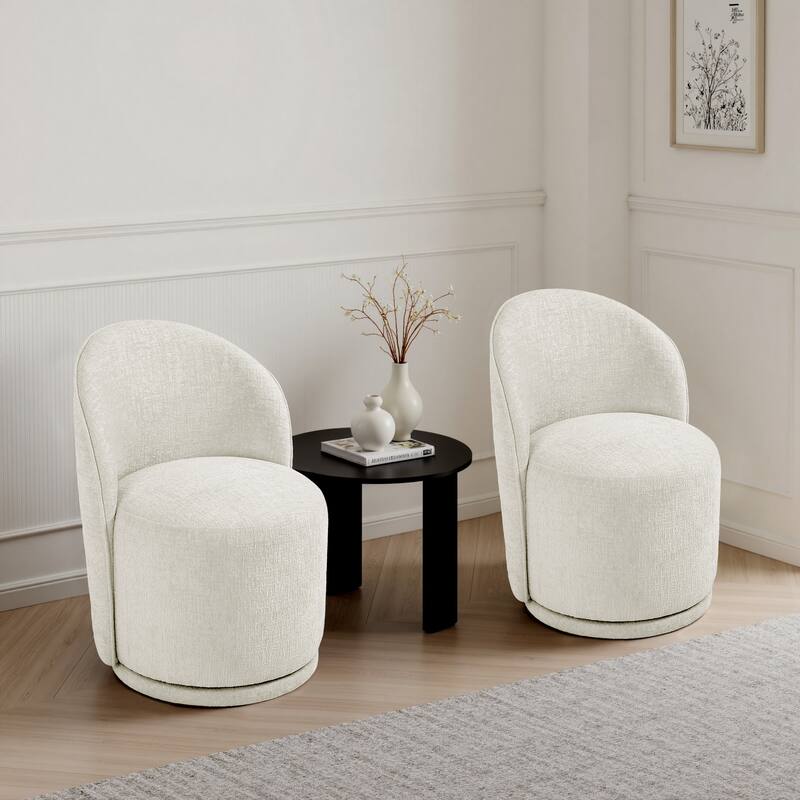 UIXE 2 Set Modern Upholstered Swivel Armless Side Dining Chairs