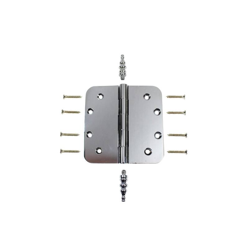 Chrome Plated Brass Cabinet Door Hinge 5" with Removable Stainless Steel Radius Steeple Tip Pins and Hardware Renovators Supply