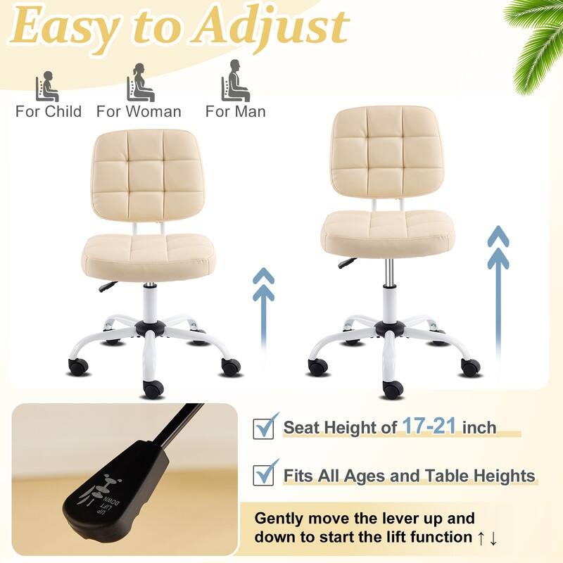 22.1 Inch Upholstered PU Lattice Swivel Office Chair