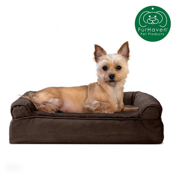 Furhaven Pet Bed Plush Suede Cooling Gel Top Sofa Dog Bed Overstock 22694154