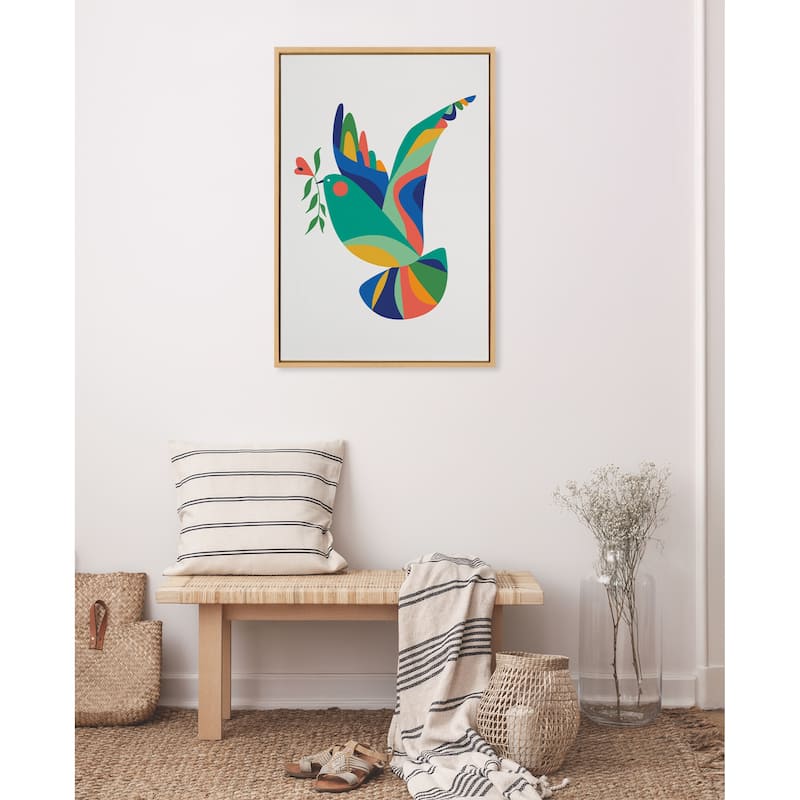 Kate and Laurel Sylvie Bird of Peace Framed Canvas by Rachel Lee
