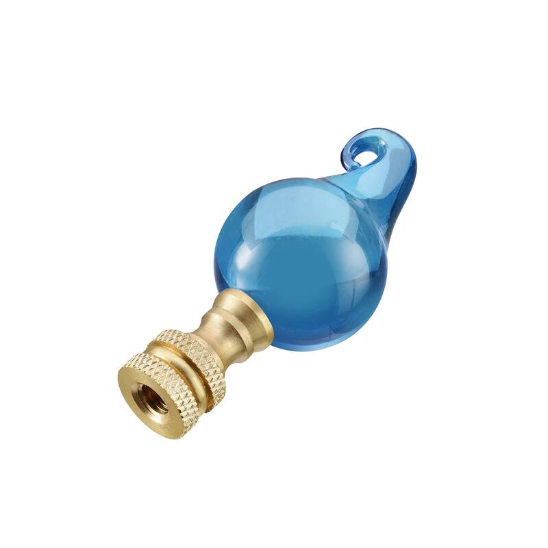 Aspen Creative 1 Pack Blue Glass Lamp Finial in Solid Brass Finish, 2 1/2" Tall - BLUE & WHITE