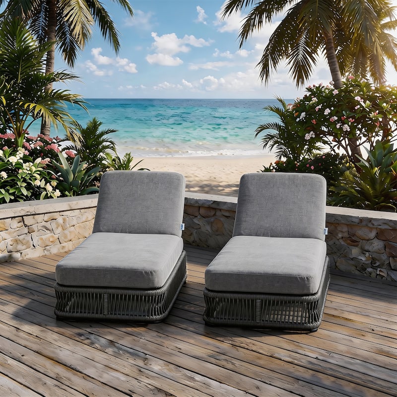 2-Piece Adjustable Backrest Outdoor Chaise Lounge Chair Patio Pool Lounger