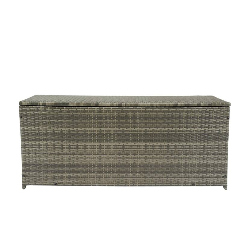 Outdoor Storage Box, 113 Gallon Wicker Patio Deck Boxes with Lid, Outdoor Cushion Storage for Kids Toys, Pillows