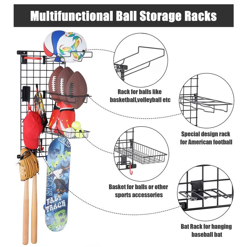 Mythinglogic Sports Equipment Storage System, Wall Mount Garage Storage Shelves