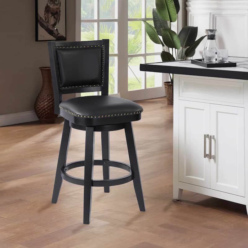 Broodmoor Brown Swivel Wood Stool - Black - Bar Height