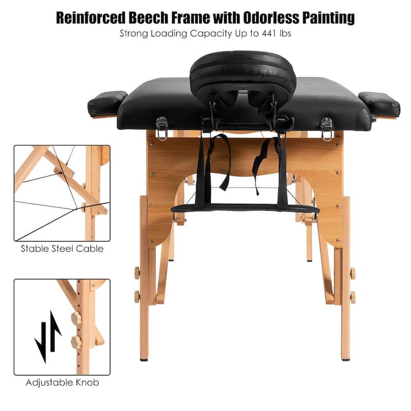 Costway 84''L Portable Massage Table Adjustable Facial Spa Bed Tattoo