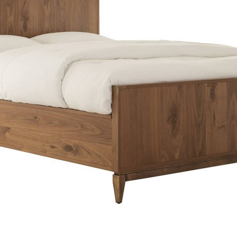 Veldt King Size Panel Bed, Brown Knotty Wood Veneer, Slats, Corner Brackets