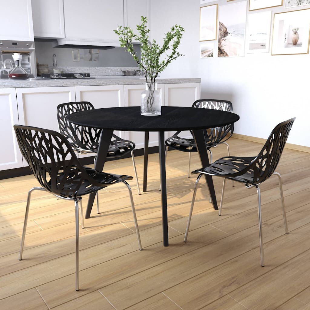 Stackable Dining Chair with Chrome Legs Side Chair (Set of 4) for Indoor and Outdoor
