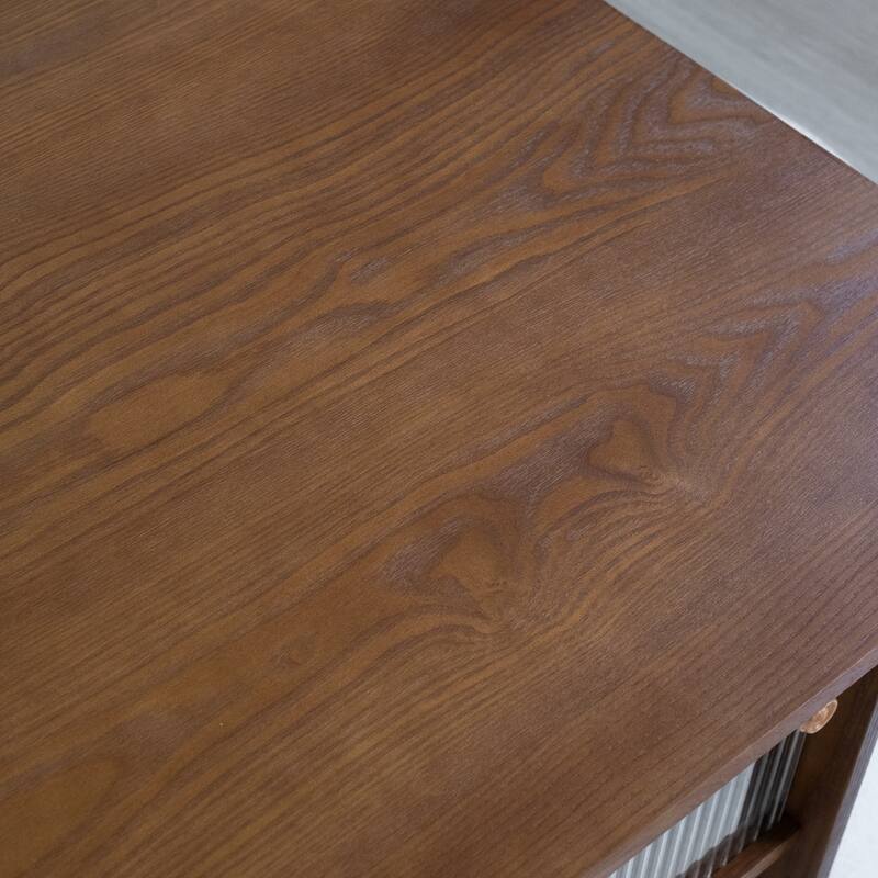 47" Rectangular Modern Minimalist Coffee Table With Glass Sliding Door Storage Center, Suitable For Living Room, Bedroom