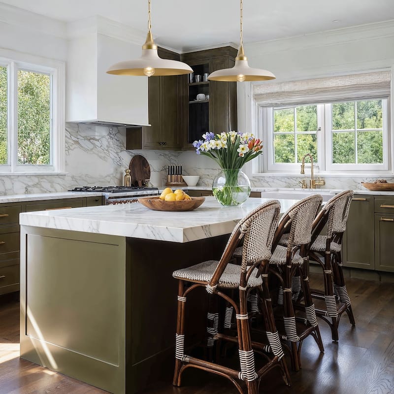 Natalia Modern Pendant Light - Metal & Gold, Ivory White Dome Light Fixture For Modern, Scandinavian, Minimalist Room Decor