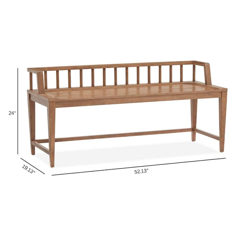 Magnussen Home Lindon Belgian Wheat Low Back Arm Bench - 52.13''W x 19.13''D x 24''H