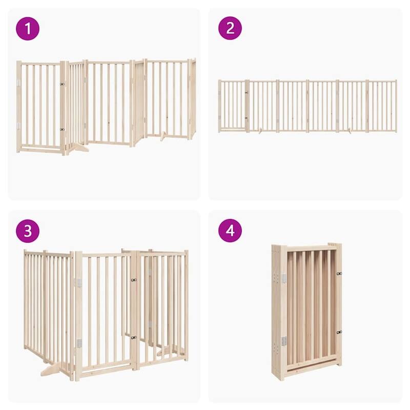 vidaXL Dog Gate Set of 6 Solid fir wood Foldable Dog Gate Rectangular - 11.8 x 118.1 x 35.4
