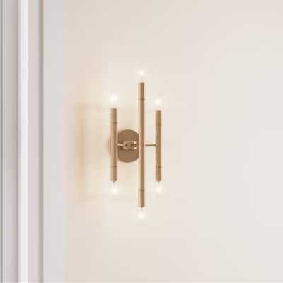 Mid-Century Gold Dimmable 6-Light Wall Sconce