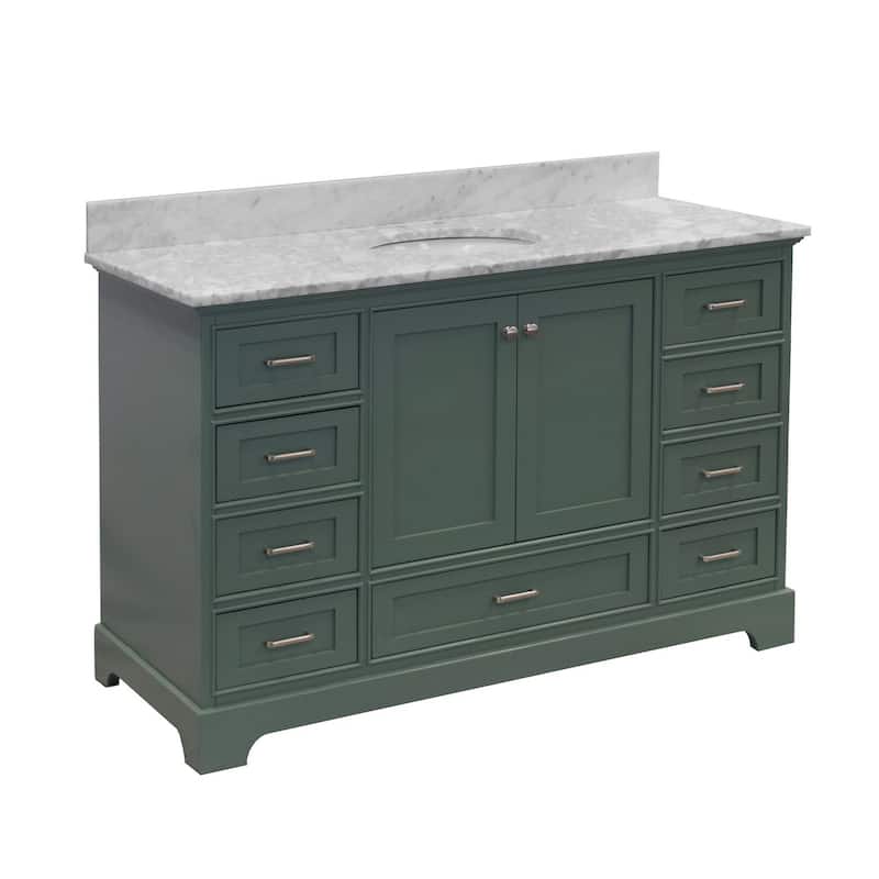 KitchenBathCollection Harper 60" Single Bathroom Vanity with Carrara Marble Top