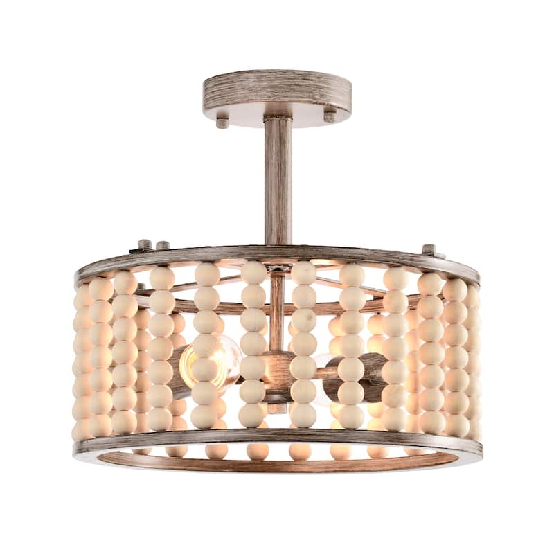 Silas 14 Inch Drum Shape Bead Semi Flush Mount with 2 Light