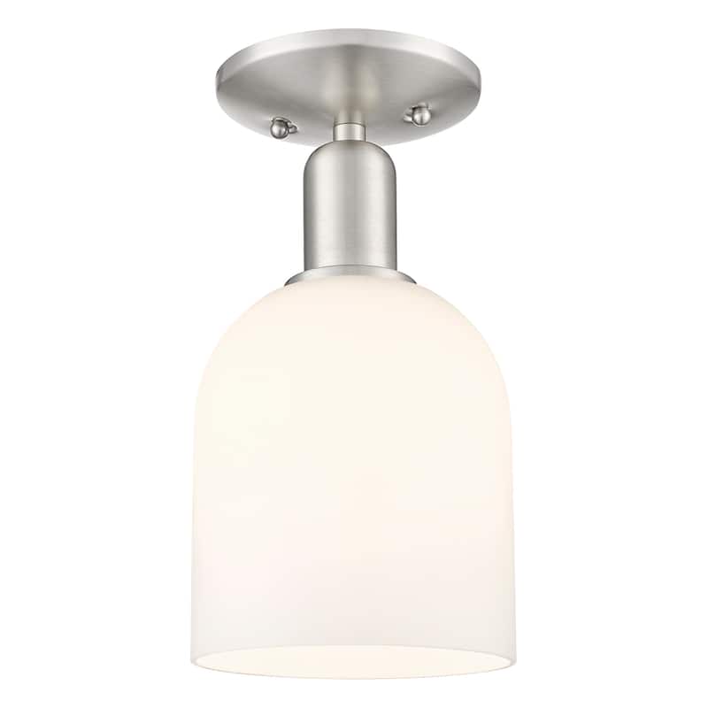 Innovations Lighting 716-1C-11-6 Bella Semi-Flush Bella 6" Wide - Brushed Satin Nickel / White