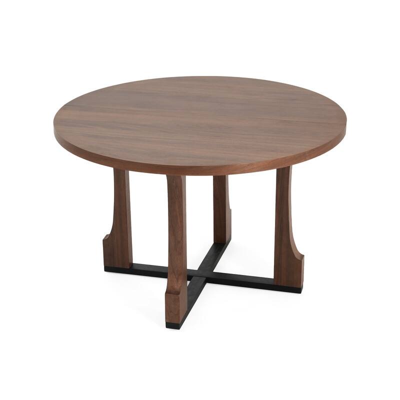 48-inch Round Dining Table for 4 - Farmhouse Pedestal Base Kitchen Table