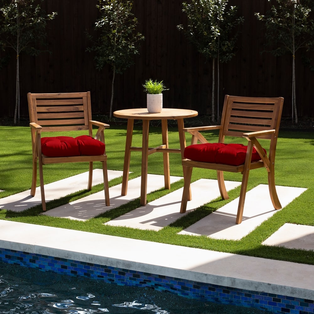 Sorra Home Tufted Chair Cushion Round U-Shaped Back 16 x 16 x 3" (Set of 2)