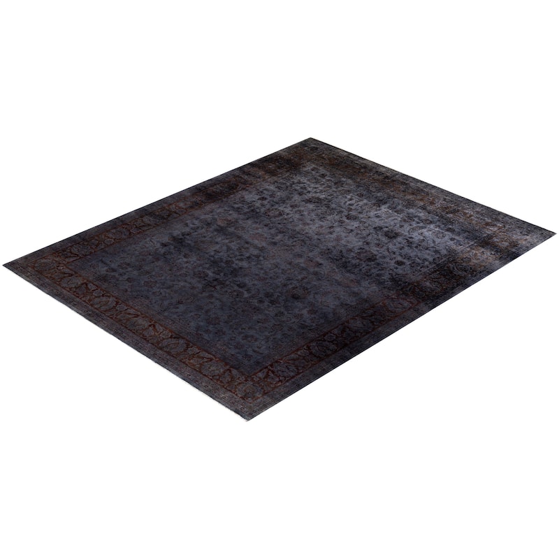 Overton Hand Knotted Wool Vintage Inspired Modern Contemporary Overdyed Gray Area Rug - 8' 4" x 10' 4"