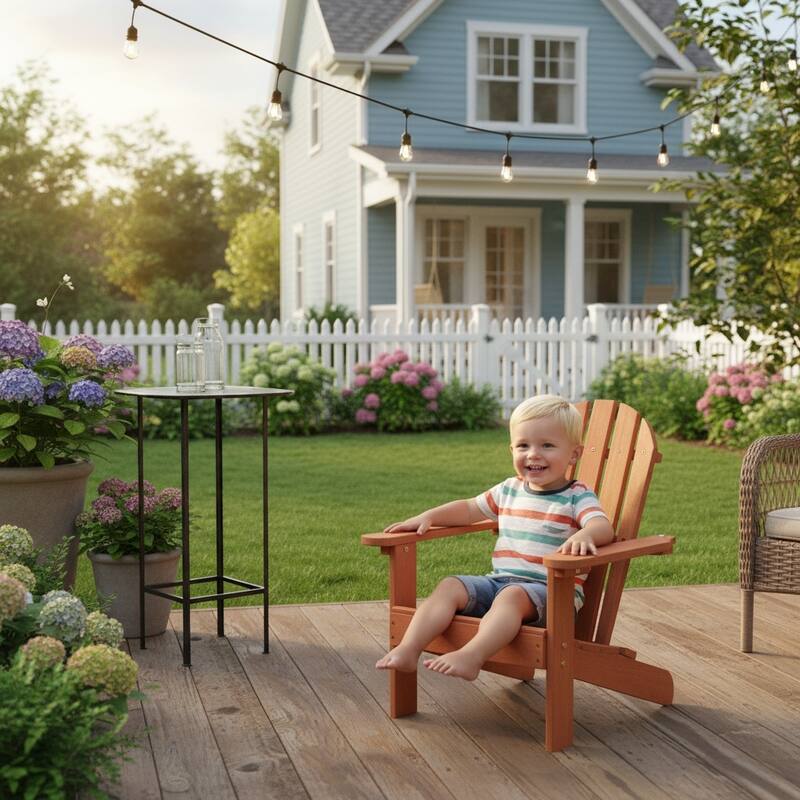Anmytek Kids Foldable Adirondack Chair Solid Wood Outdoor Indoor Toddler Furniture