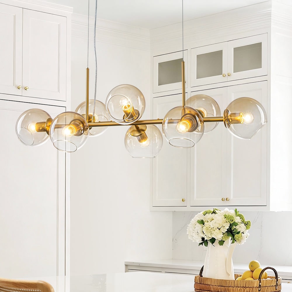Mid Century Gradient Glass 8-Light Hanging Chandelier for Dining Room - 39.4 in