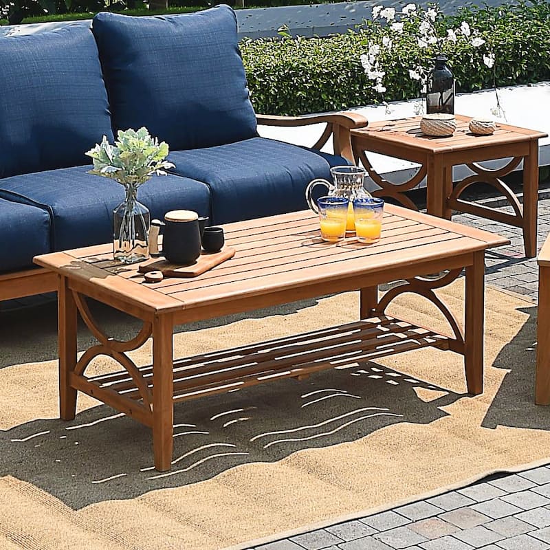Cambridge Casual Lowell 4-piece Teak Wood Patio Conversation Set with cushion