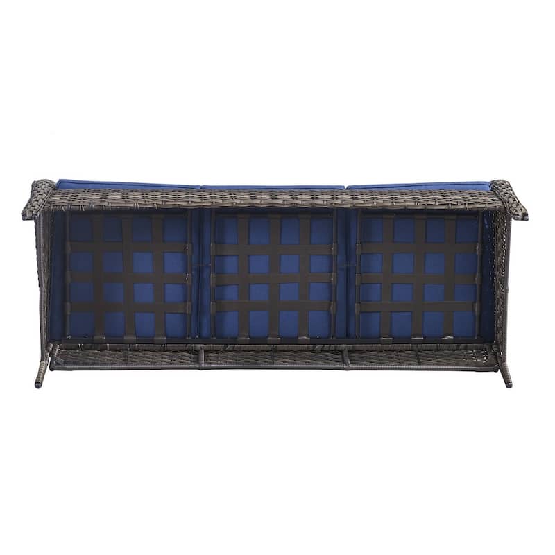 Gymojoy Outdoor Wicker Patio Sofa 3-Seat Rattan Sofa Furniture