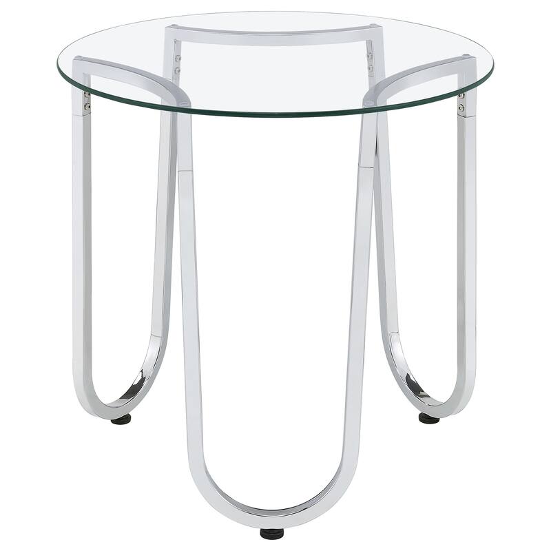 Beller Round Tempered Glass Top Coffee Table Set Chrome