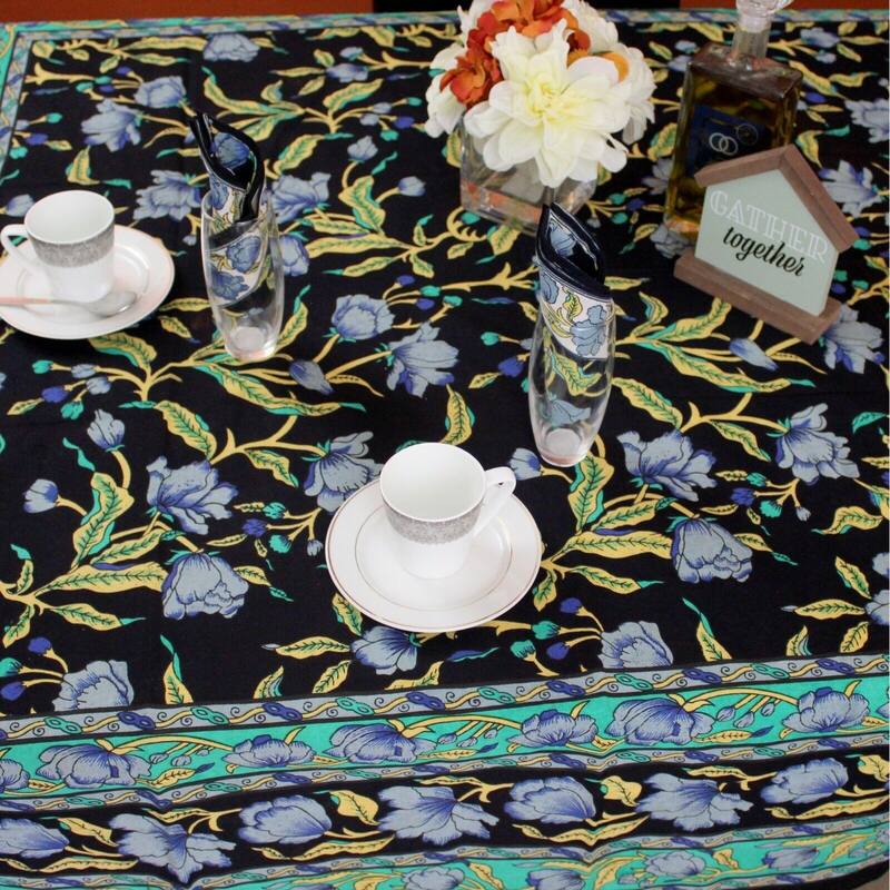 Affluent French Country Floral Cotton Tablecloth Square, Rectangle