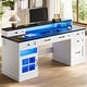 preview thumbnail 2 of 33, Executive Desk Drawers Home Office Desk Storage Cabinet White and Black