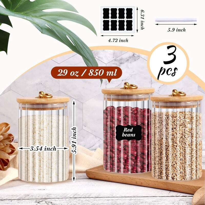 Glass Storage Jars Decorative Coffee Bar Container Kitchen Glass Canister