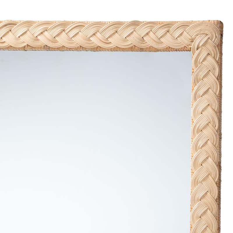 Lanica Japandi Sun Bleached Rattan Wall Mirror