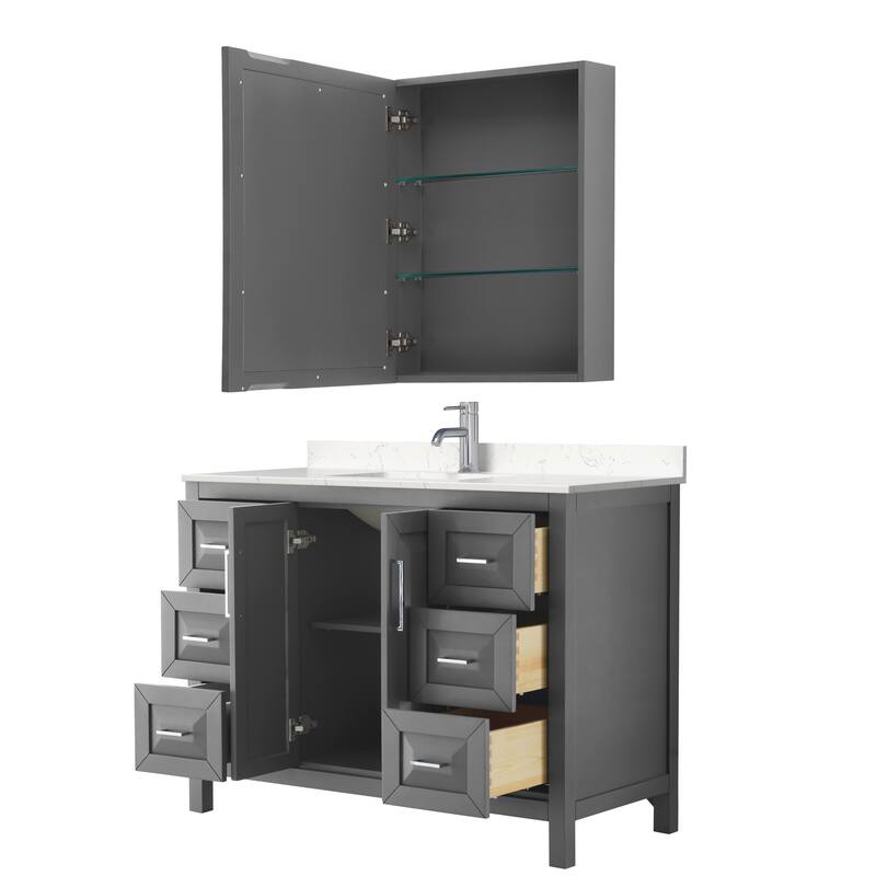 Daria 48 Inch Single Vanity, Cultured Marble Top, Medicine Cabinet