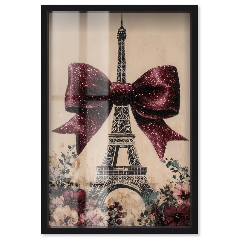 Sparkling Bow Eiffel Tower Shadowbox by Art Remedy - Black - 30" x 45"