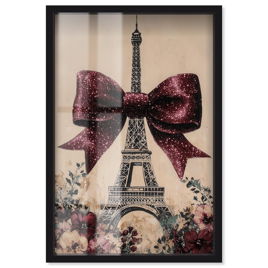 Sparkling Bow Eiffel Tower Shadowbox by Art Remedy