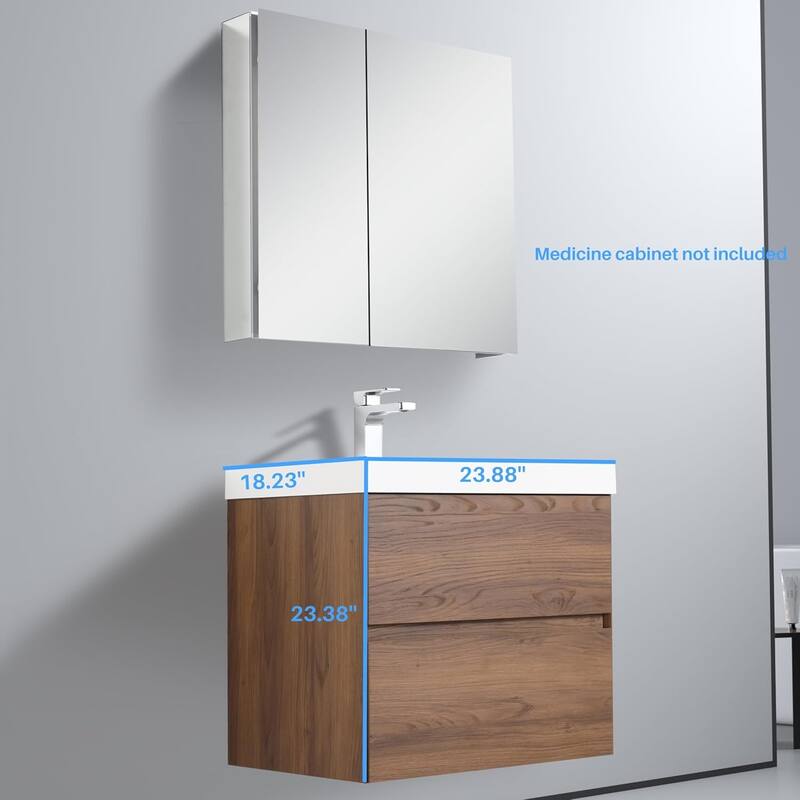 Blossom All Wood Wall Mounted Floating Bathroom Vanity with Sink