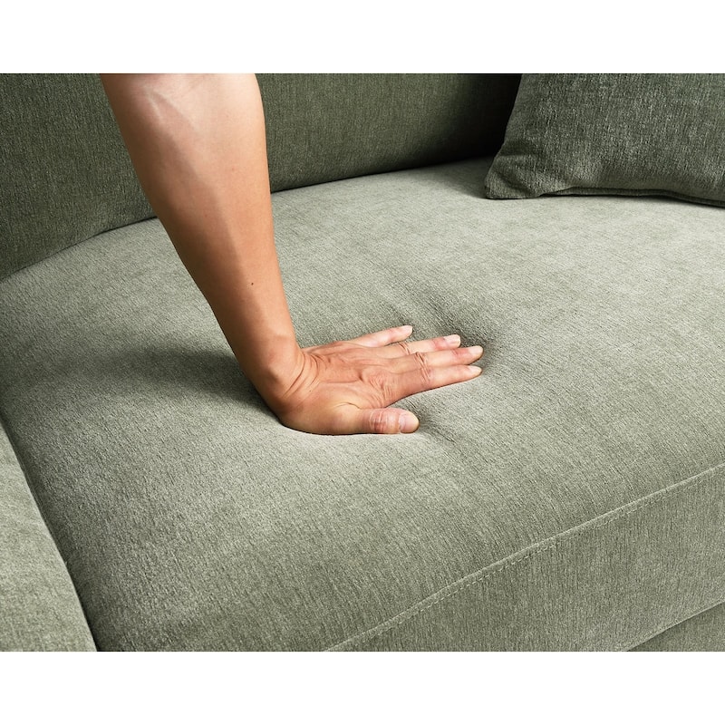 Classic Olive Green Wooden Legs Loveseat with Pillows 1pc