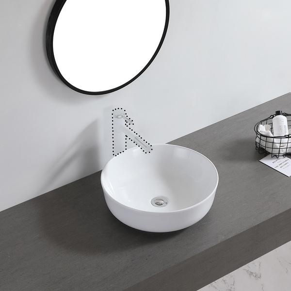 Ceramic Basin Above Counter Basin Bowl Shape White - 7'6" x 9'6". Opens flyout.