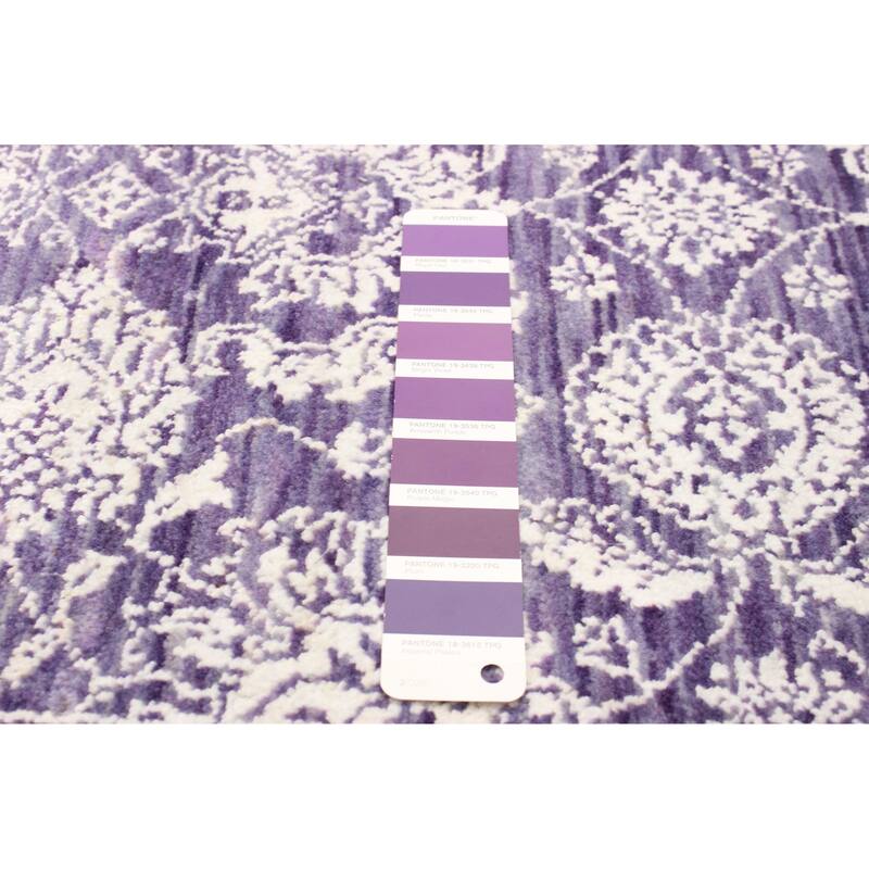ECARPETGALLERY Hand-knotted Heritage Purple Silk, Wool Rug - 2' 7" x 12'