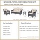 preview thumbnail 55 of 57, 4 Piece Outdoor High Back Wicker Patio Conversation Furniture Sets