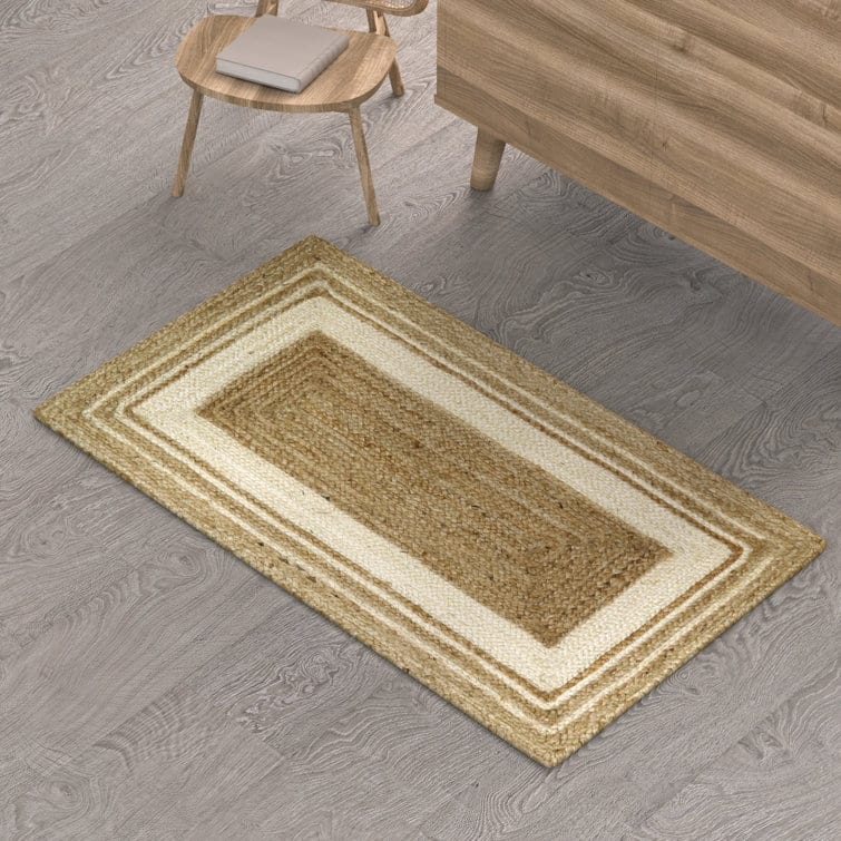 Jute Hand Braided Zigzag Stitch Natural Fibers Farmhouse Style Area Rug