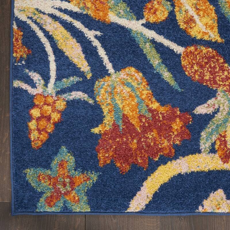 Power Loomed Floral Traditional Low Pile Area Rug - 87' X '63' X '0.25
