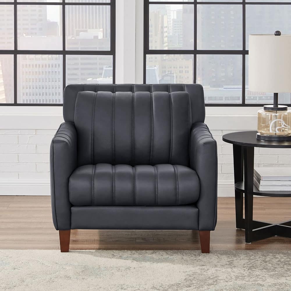 Hydeline Ennis Top Grain Leather Chair with Feather, Memory Foam and Springs