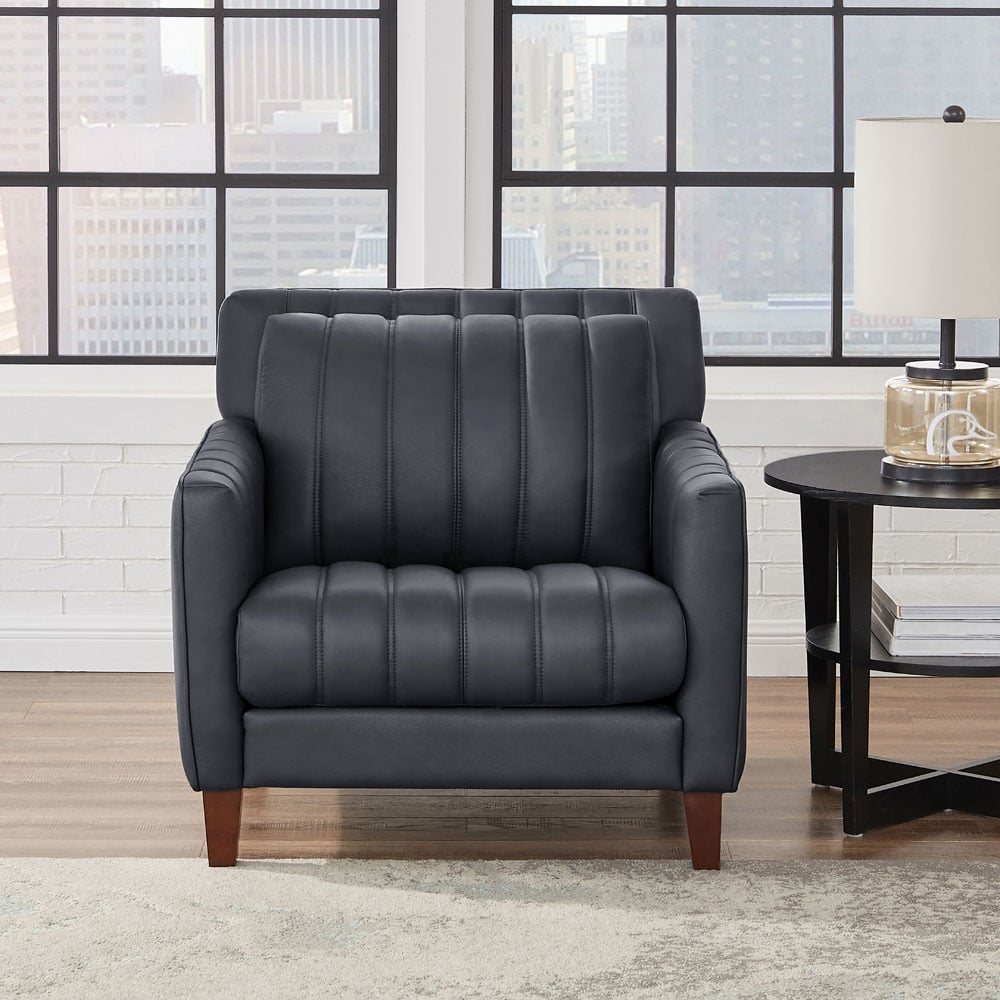 Hydeline Ennis Top Grain Leather Chair with Feather, Memory Foam and Springs