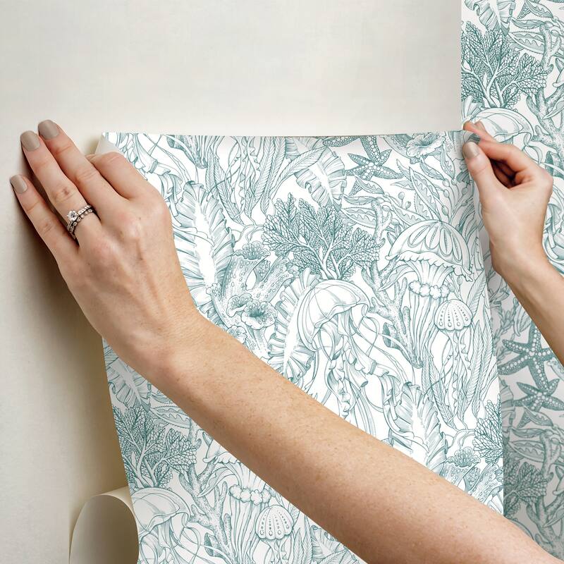 NuWallpaper Under the Sea Teal Peel and Stick Wallpaper - N/A