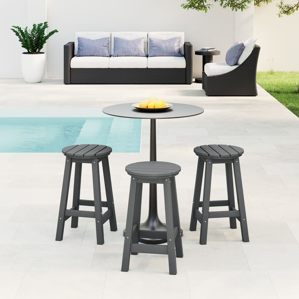 Laguna Hdpe All Weather Outdoor Patio 24" Round Counter Stool (Set Of 3)
